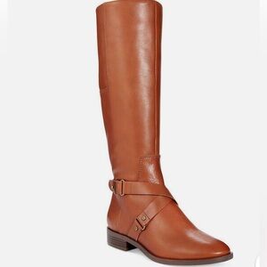 Genuine Leather riding boots Nine West 7.5 brown knee high zipper pretty